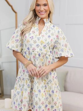 Shop the Mint NURSING COLLECTION: Feeling Your Best Cream Medallion Dress